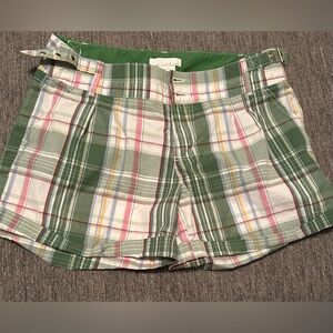 Lucy & Laurel Green and Pink Plaid Women's Cargo Shorts